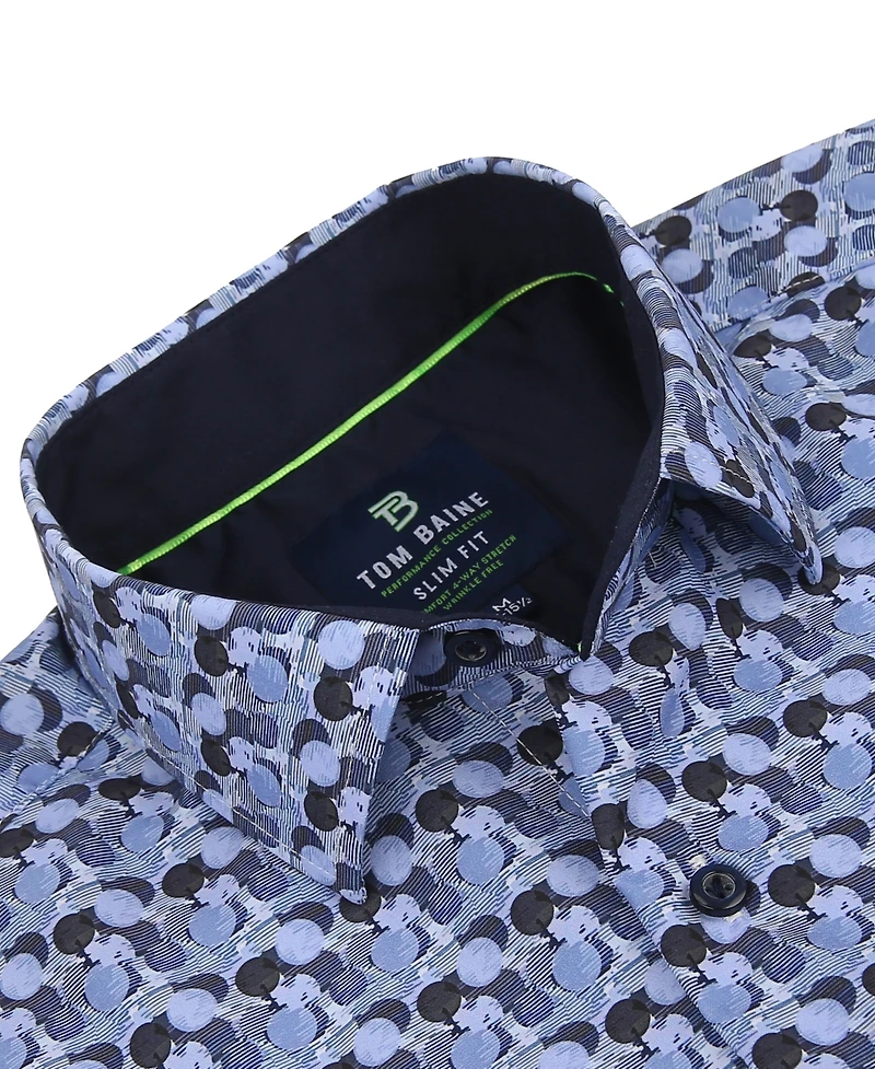 Tom Baine Men's Slim Fit Performance Long Sleeve Button Down Dress Shirt