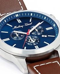 Mathey-Tissot Men's Field Scout Collection Chronograph Brown Genuine Leather Strap Watch, 45mm