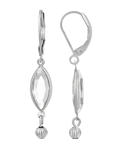 2028 Women's Silver-Tone Clear Crystal Drop Earrings
