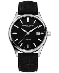 Frederique Constant Men's Swiss Automatic Classic Index Black Leather Strap Watch 40mm