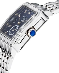 GV2 by Gevril Women's Bari Tortoise Swiss Quartz Diamond Accents Silver-Tone Stainless Steel Bracelet Watch 34mm x 30mm