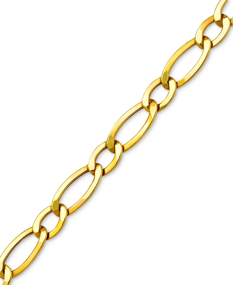 Figaro Polished Link Chain Bracelet in 10k Gold
