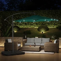 10 Ft Outdoor Solar Led Cantilever Umbrella with Base Weights