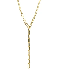 Adornia Women's 14K Gold-Tone Plated Y-Shaped Lariat Crystal Lock Necklace