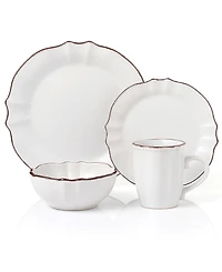 Lorren Home Trends Scalloped Edge 16 Piece Service for 4 Dinnerware Set