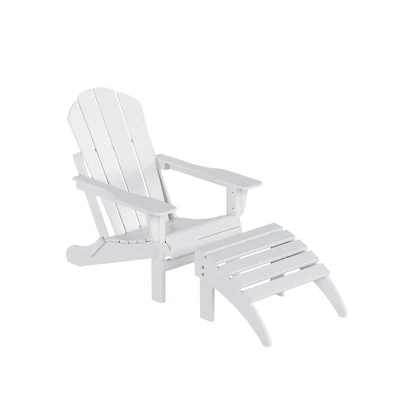 WestinTrends Classic Folding Adirondack Chair with Footrest Ottoman Set