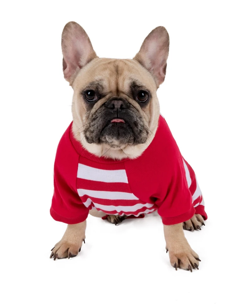 Leveret Dog Cotton Pajamas, Striped Red and White, Matching Family Christmas Pajamas