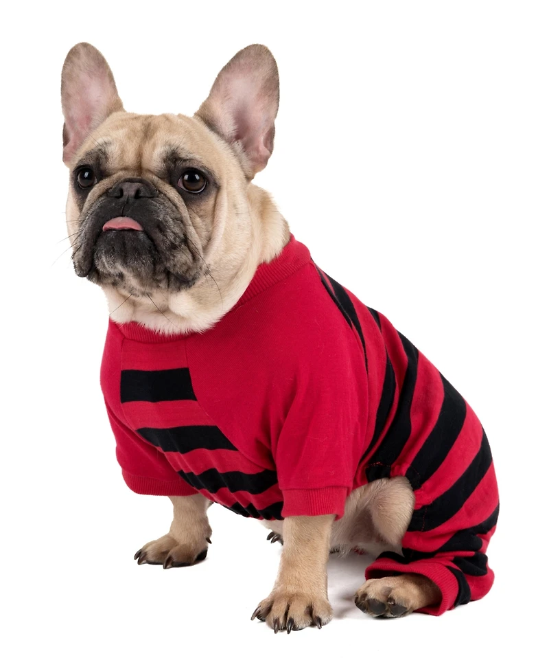 Leveret Dog Cotton Pajama Striped Red and Black
