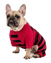 Leveret Dog Cotton Pajama Striped Red and Black