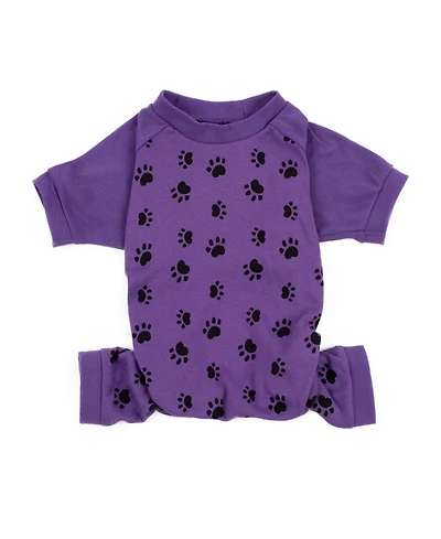 Leveret Dog Cotton Pajama Paw Purple