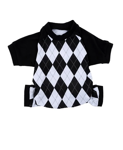 Leveret Dog Cotton Pajama Argyle Black and White