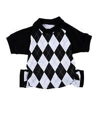 Leveret Dog Cotton Pajama Argyle Black and White