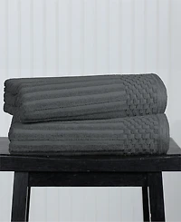 Superior Soho Checkered Border Cotton 2 Piece Bath Towel Set, 54" x 27"