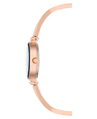 Anne Klein Women's Rose Gold-Tone Alloy Bangle with Navy Enamel and Crystal Accents Fashion Watch 33mm Set 3 Pieces