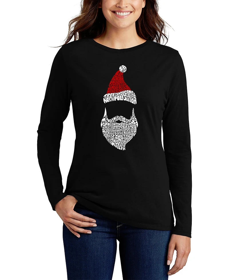 La Pop Art Women's Santa Claus Word Long Sleeve T-shirt