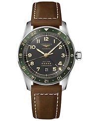 Longines Men's Swiss Automatic Spirit Zulu Time Leather Strap Watch 42mm