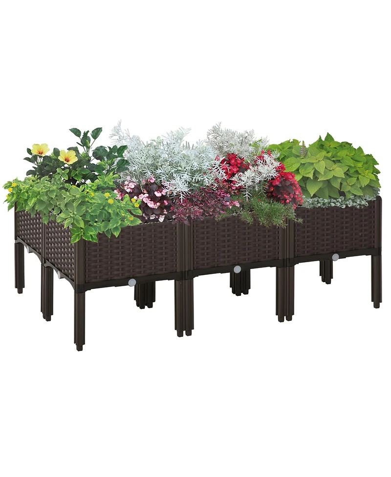 Outsunny 6 Piece Raised Garden Bed Set, Self Watering & Draining
