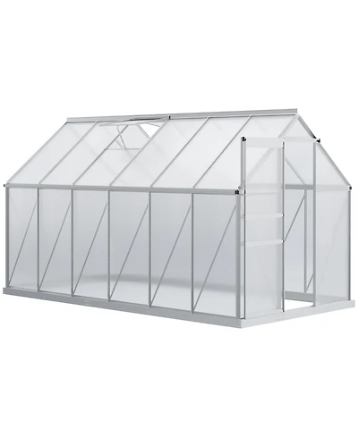 Outsunny 12'x6' Polycarbonate Walk-in Garden house w/ Sliding Door