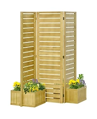 Outsunny Privacy Screen w/ Planter Box, 4 Raised Beds, Drainage Hole