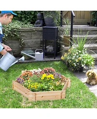 Garden Bed, Wooden 36" Hexagon Planter, Screwless Easy Assembly
