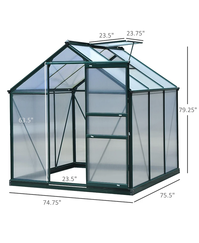 Outsunny 6' x 6' x 7' Large Polycarbonate Walk-in house,