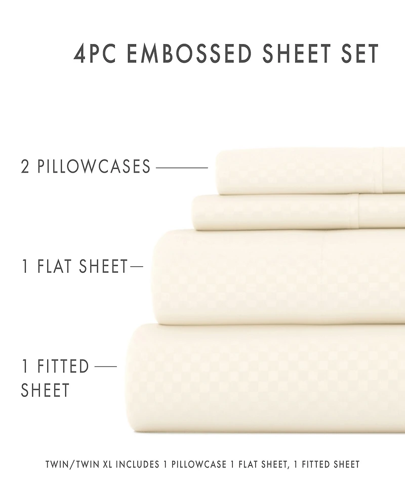 ienjoy Home Expressed Embossed Checkered 4-Pc. Sheet Set, California King