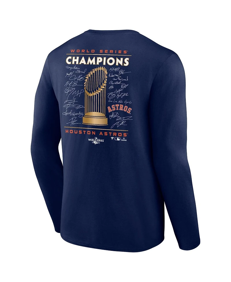 Men's Fanatics Navy Houston Astros 2022 World Series Champions Signature Roster Long Sleeve T-shirt
