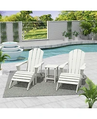 WestinTrends 5 Piece Outdoor Adirondack Folding Chair with Ottoman Side Table Set