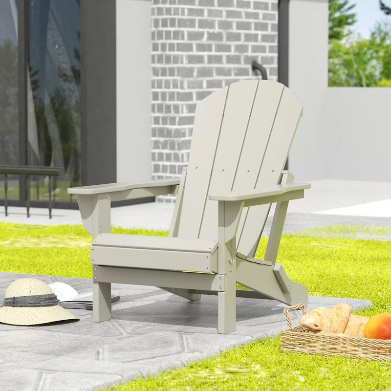 All-Weather Contoured Outdoor Poly Folding Adirondack Chair