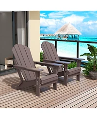All-Weather Contoured Outdoor Poly Folding Adirondack Chair (Set of