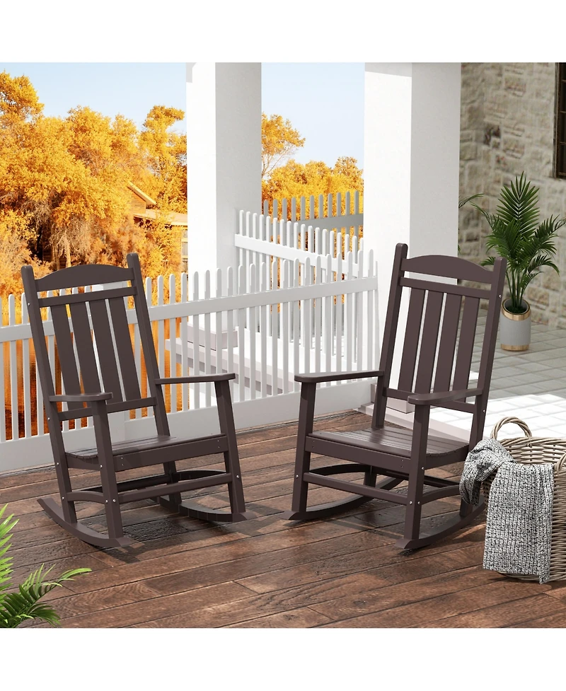 All-Weather Outdoor Patio Poly Classic Porch Rocking Chair (Set of 2)