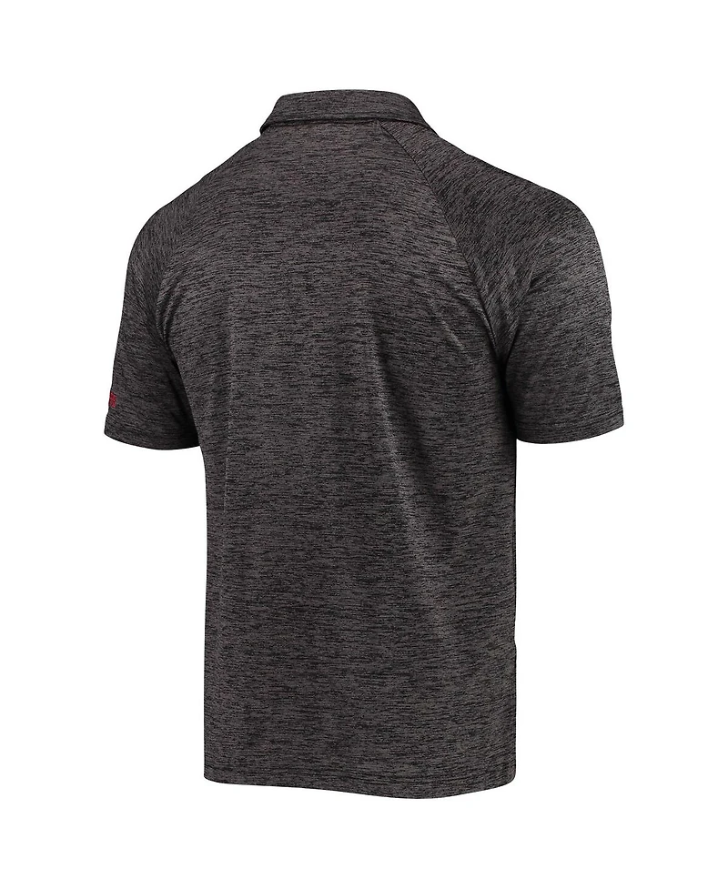 Men's Colosseum Heathered Black Rutgers Scarlet Knights Down Swing Raglan Polo Shirt