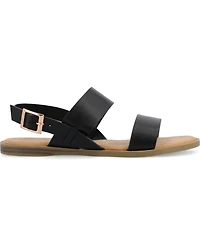 Journee Collection Women's Lavine Double Strap Flat Sandals