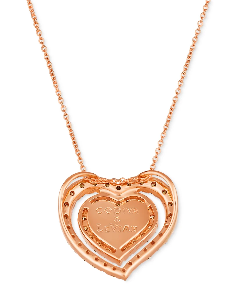 Le Vian Godiva x Le Vian Chocolate & Nude Diamond (1-1/4 ct. t.w.) Heart 20" Adjustable Pendant Necklace in 14k Rose Gold