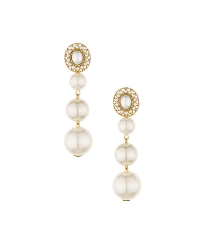 Ettika Graduating Imitation Pearl Earrings in 18K Gold Plating