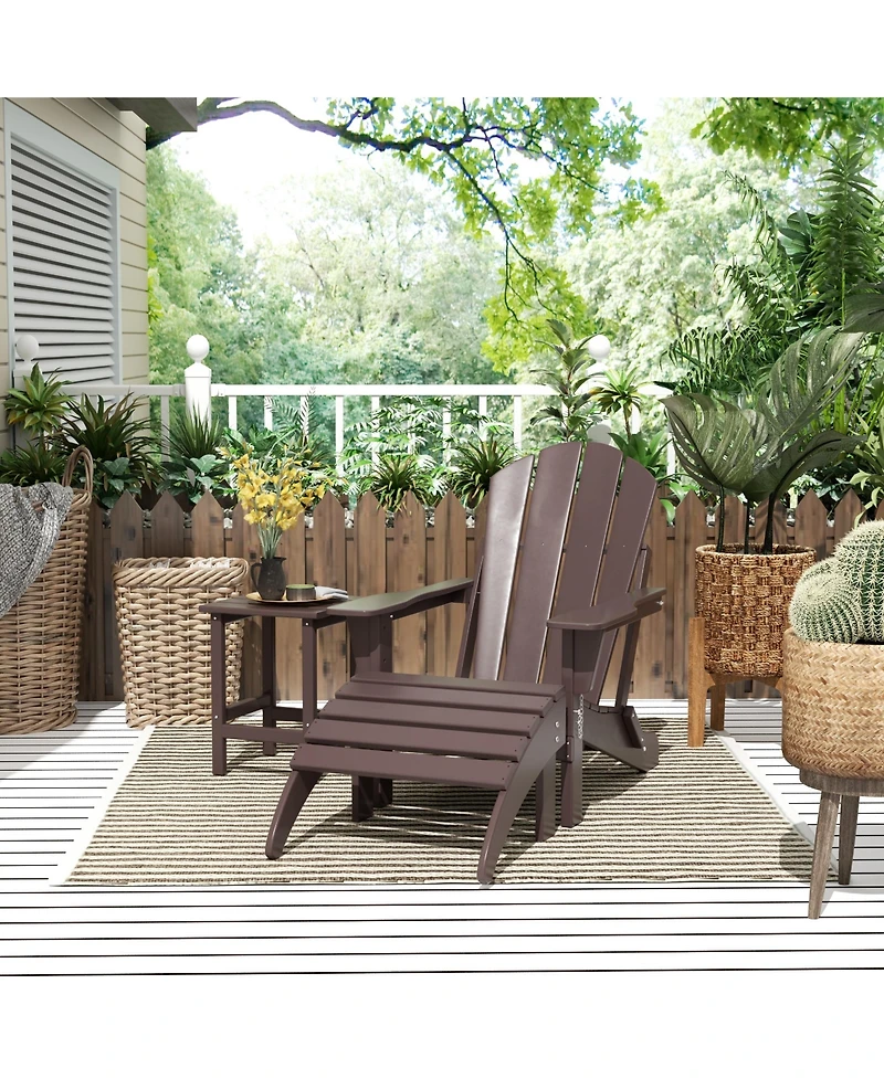 WestinTrends Adirondack Folding Chair with Ottoman and Side Table Set
