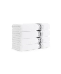 Aston and Arden White Turkish Luxury Striped Hand Towels for Bathroom 600 Gsm, 18x32 in., 4-Pack , Super Soft Absorbent