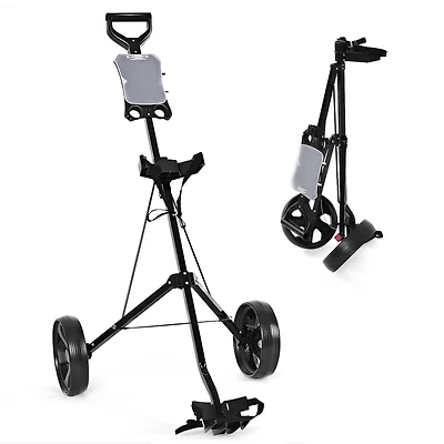 Costway Folding 2 Wheel Push Pull Golf Club Cart Trolley Swivel