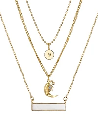 14K Gold Flash-Plated 3-Piece Celestial Layered Pendant Set