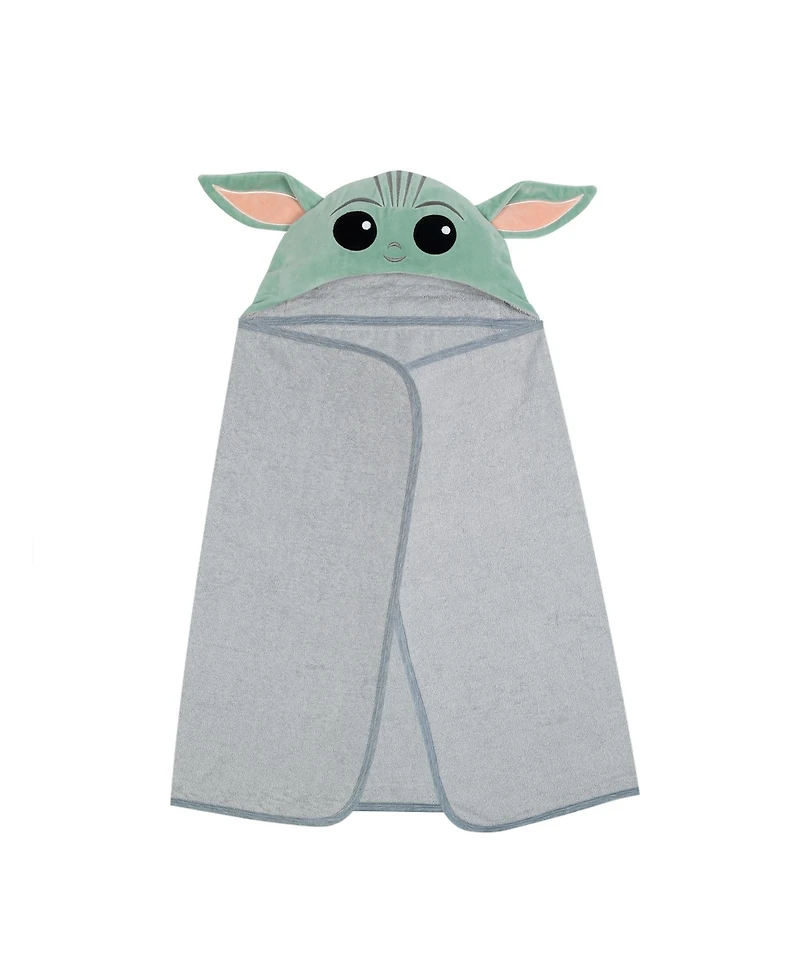 Lambs & Ivy Baby Boys Star Wars The Child/Baby Yoda/Grogu Gray Hooded Bath Towel
