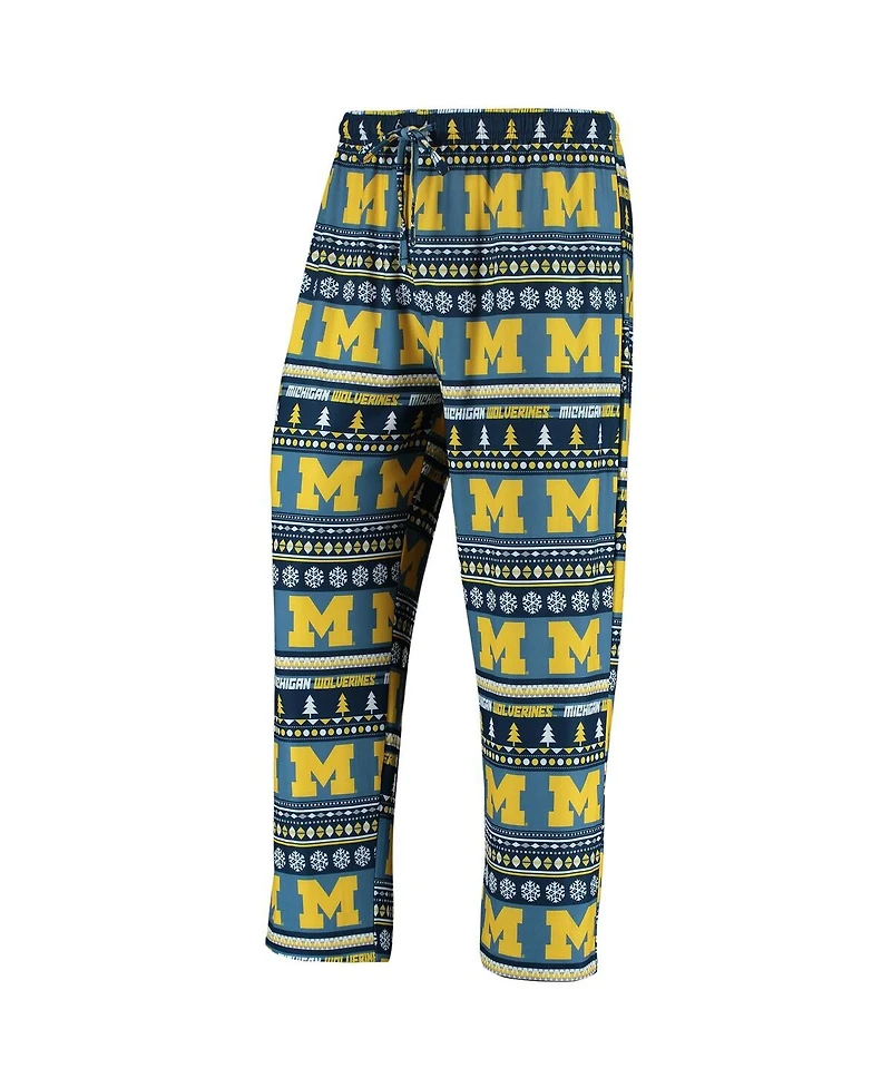 Men's Concepts Sport Navy Michigan Wolverines Ugly Sweater Knit Long Sleeve Top and Pant Set