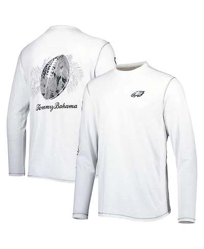 Men's Tommy Bahama White Philadelphia Eagles Laces Out Billboard Long Sleeve T-shirt