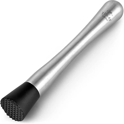 Professional Stainless Steel Cocktail Muddler with Grooved Nylon Head
