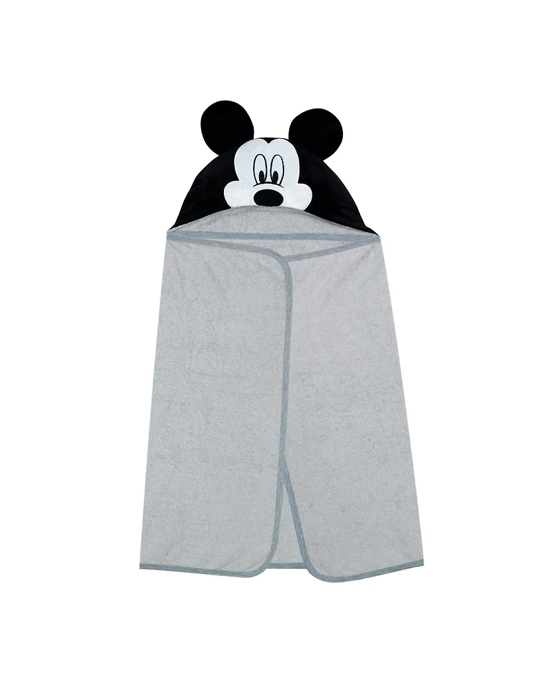 Lambs & Ivy Baby Boys Disney Baby Mickey Mouse Gray Cotton Hooded Baby Bath Towel