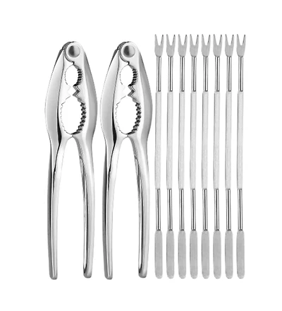 Zulay Kitchen 10 Piece Crab Crackers and Tools Set - Cracks Small to Large Pieces