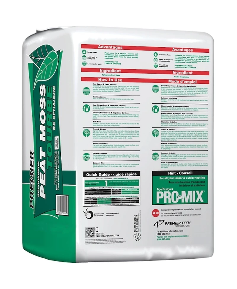 Premier Horticulture Inc 0082P Sphagnum Peat Moss, 3.8 Cu Ft