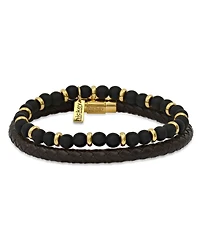 hickey by Hickey Freeman Roll-Braided Genuine Leather Bracelet, 2 Piece Set