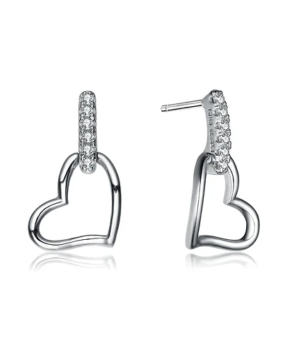 Sterling Silver Heart & Cubic Zirconia Earrings