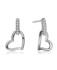 Sterling Silver Heart & Cubic Zirconia Earrings