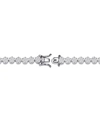 Sterling Silver with Rhodium Plated Clear Marquise and Round Cubic Zirconia Flower Design Tennis Bracelet